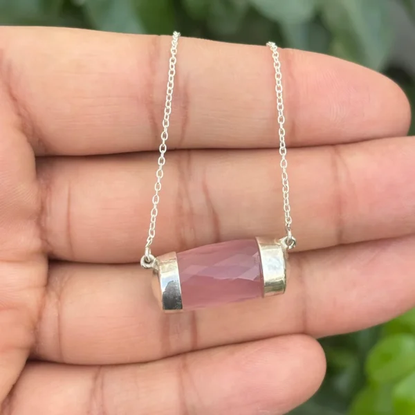 925 Silver Rose Quartz Necklace