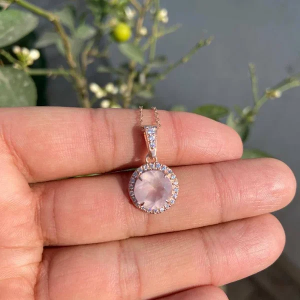 925 Silver Rose Quartz Necklace