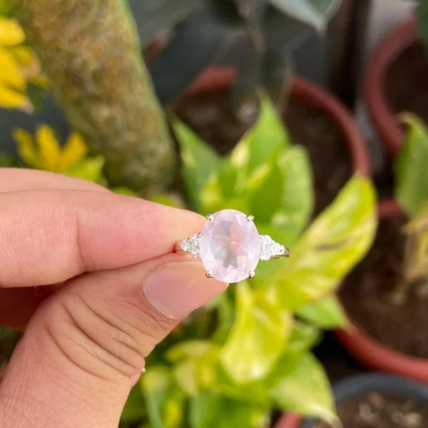 925 Silver Rose Quartz Ring