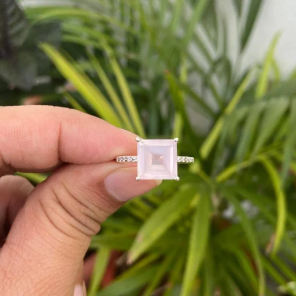 925 Silver Rose Quartz Ring
