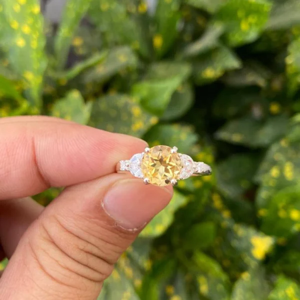 925 Silver Round Citrine Ring