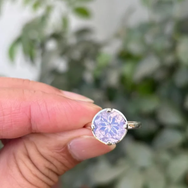 925 Silver Round Lavender Quartz Ring