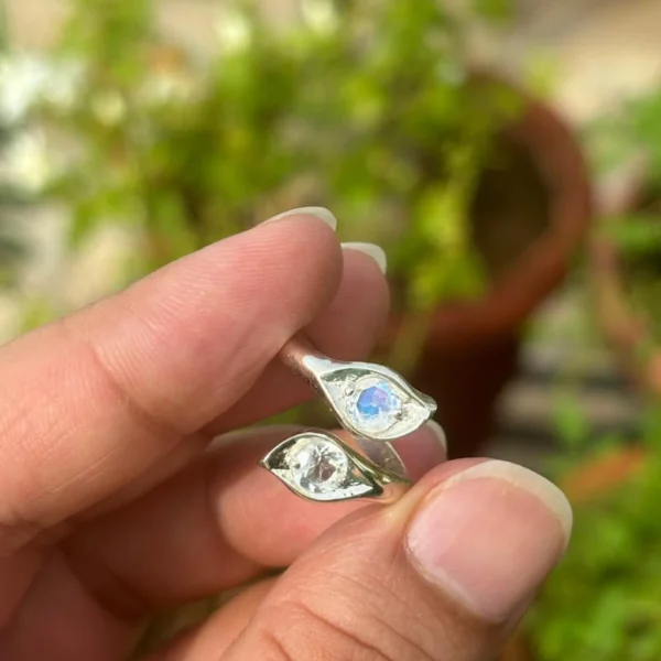 925 Silver Round Moonstone Ring
