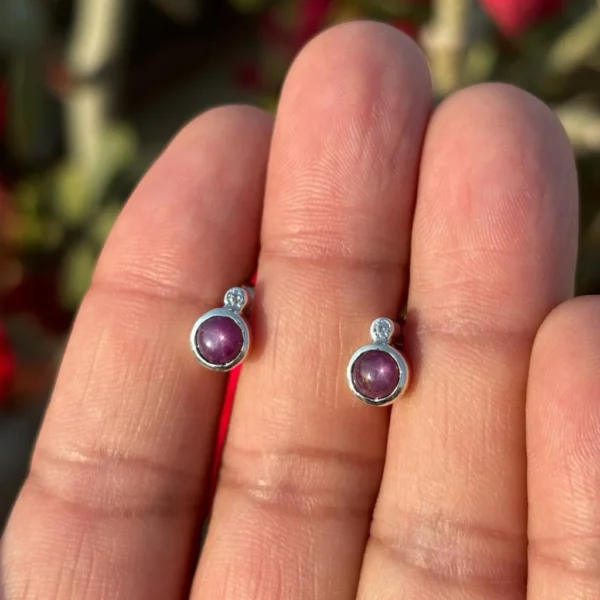 925 Silver Round Ruby Stud Earrings