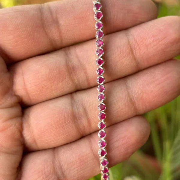 925 Silver Round Ruby Tennis Bracelet