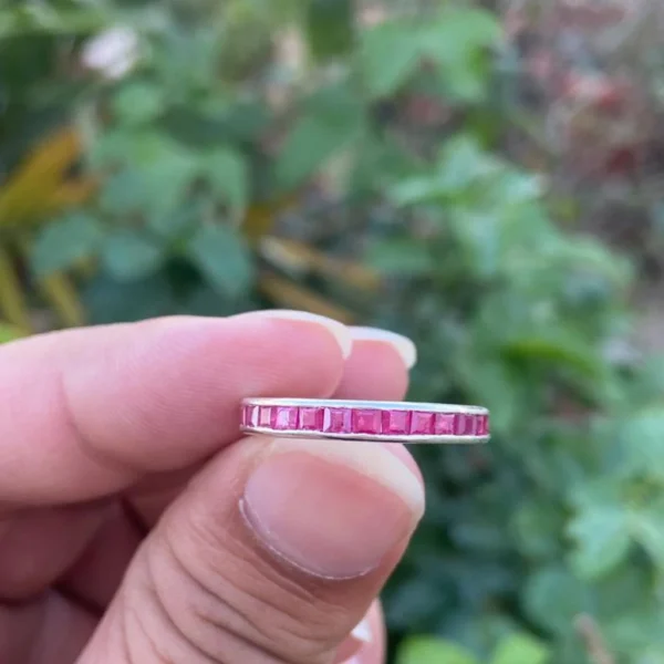 925 Silver Ruby Eternity Band Ring