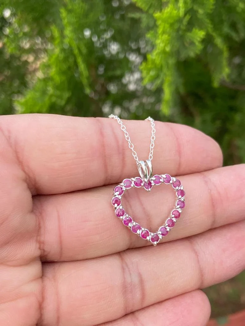 925 Silver Ruby Heart Necklace 3