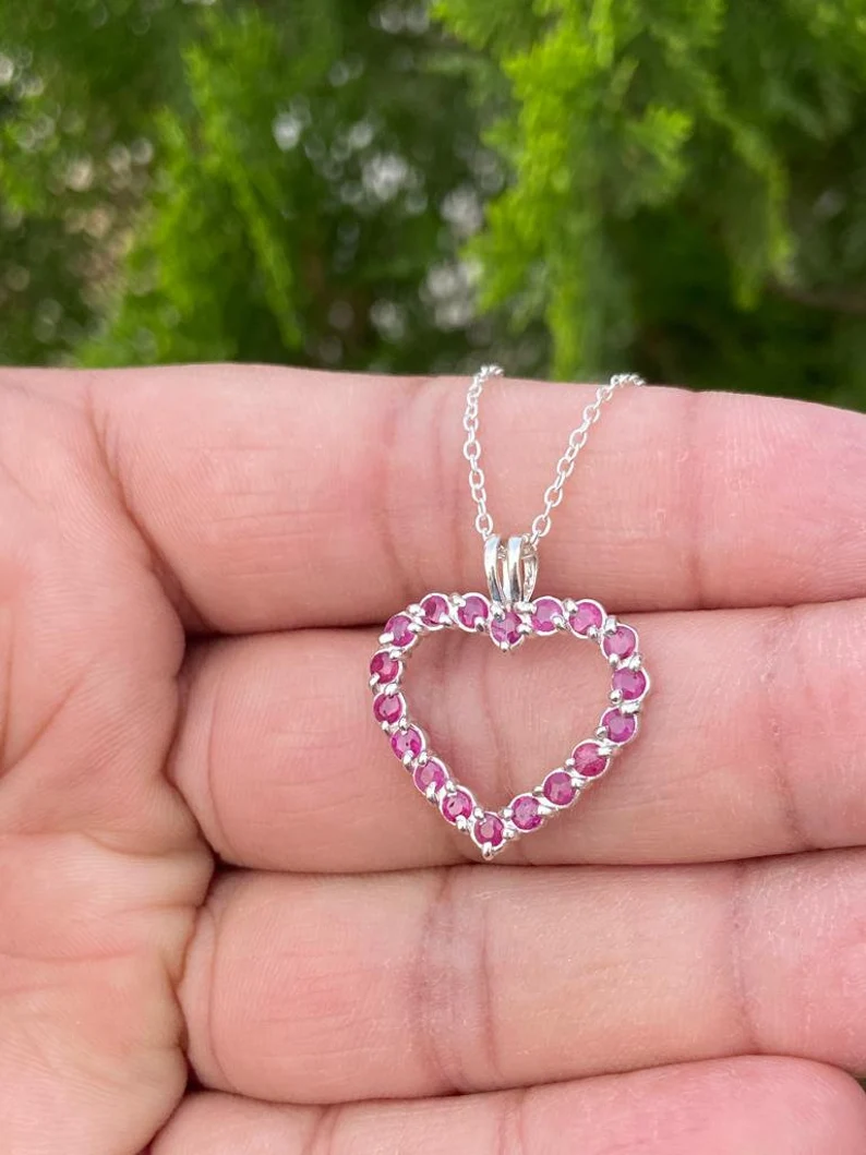 925 Silver Ruby Heart Necklace 4