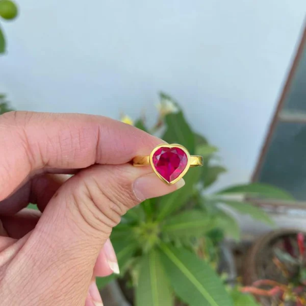 925 Silver Ruby Heart Ring