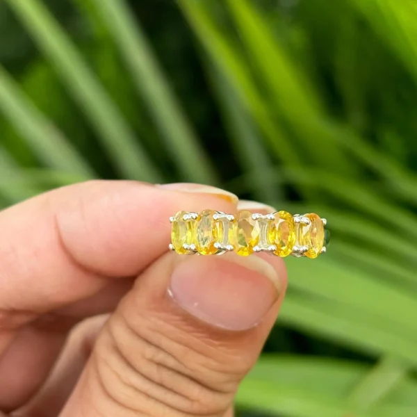 925 Silver Sapphire Half Eternity Ring