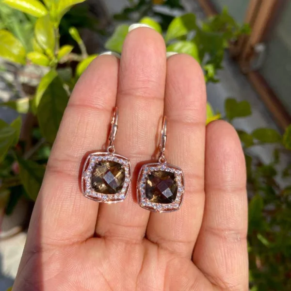 925 Silver Smoky Quartz Earrings