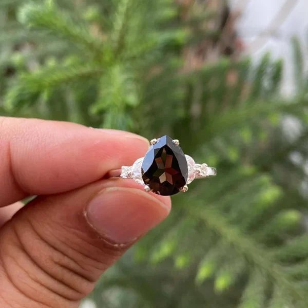 925 Silver Smoky Quartz Engagement Ring