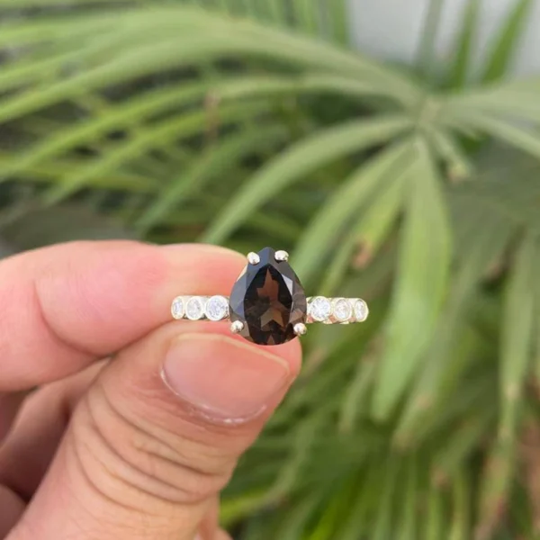 925 Silver Smoky Quartz Ring