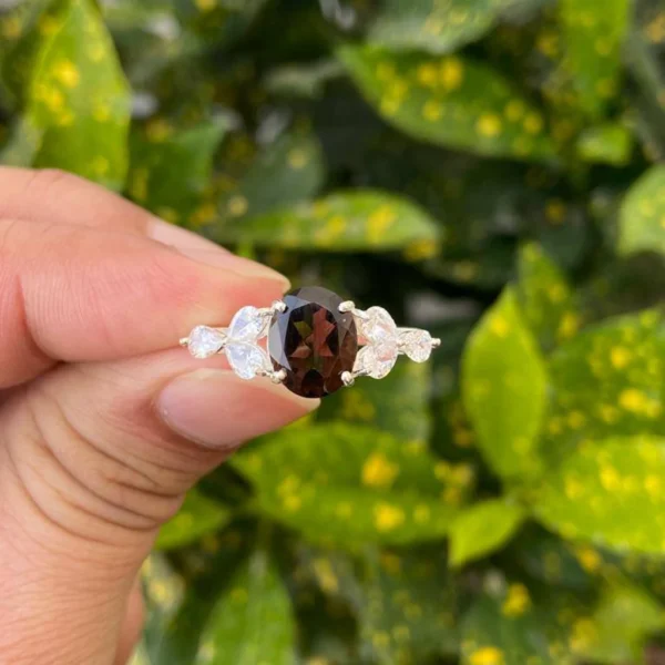 925 Silver Smoky Quartz Ring