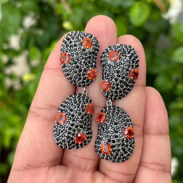 925 Silver Spessartite Garnet Earrings