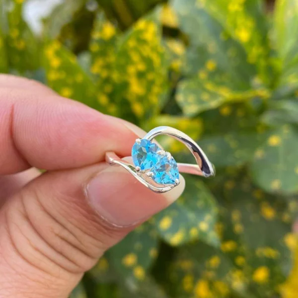 925 Silver Swiss Blue Topaz Ring