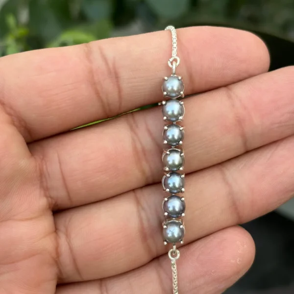 925 Silver Tahitian Pearl Chain Bracelet