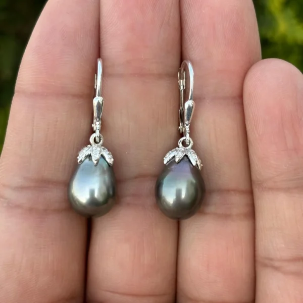 925 Silver Tahitian Pearl Drop Earrings