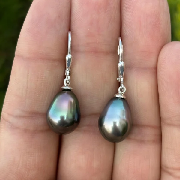 925 Silver Tahitian Pearl Drop Earrings