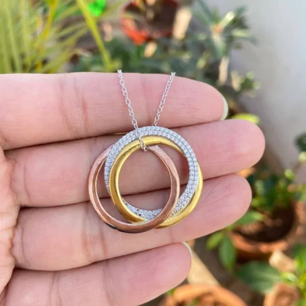 925 Silver Three Circle Necklace