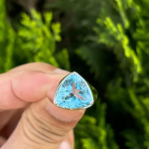 925 Silver Trillion Blue Topaz Ring
