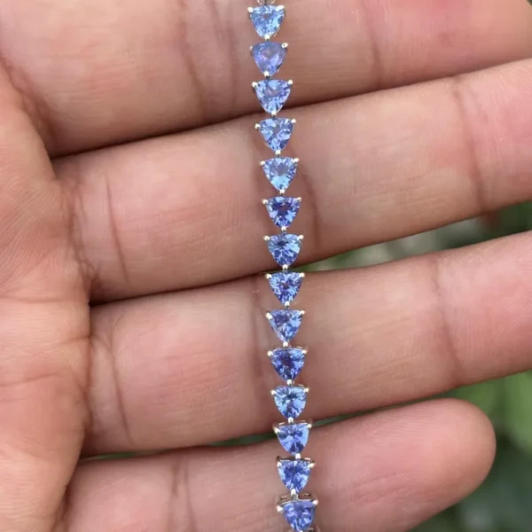 925 Silver Trillion Cut Tanzanite Tennis Bracelet