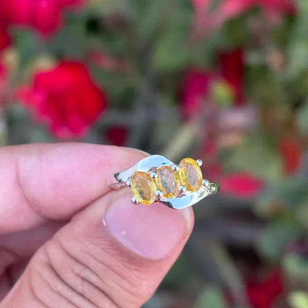 925 Silver Yellow Sapphire Ring