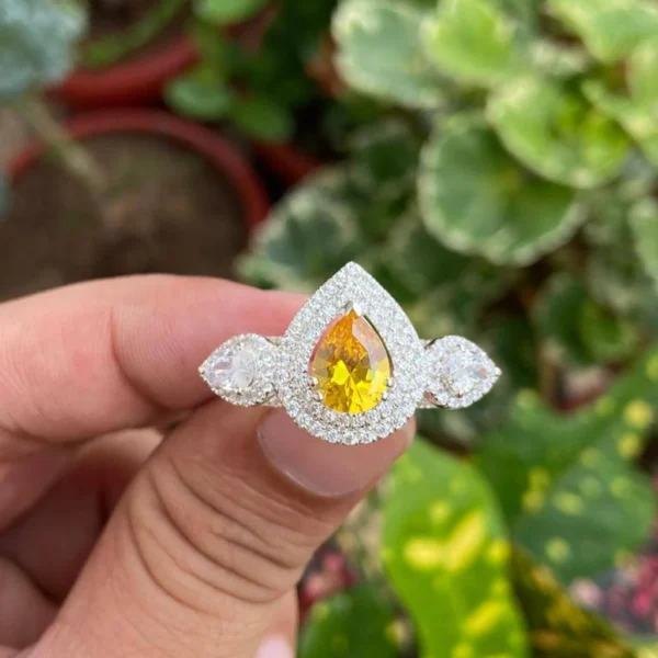 925 Silver Yellow Sapphire Ring