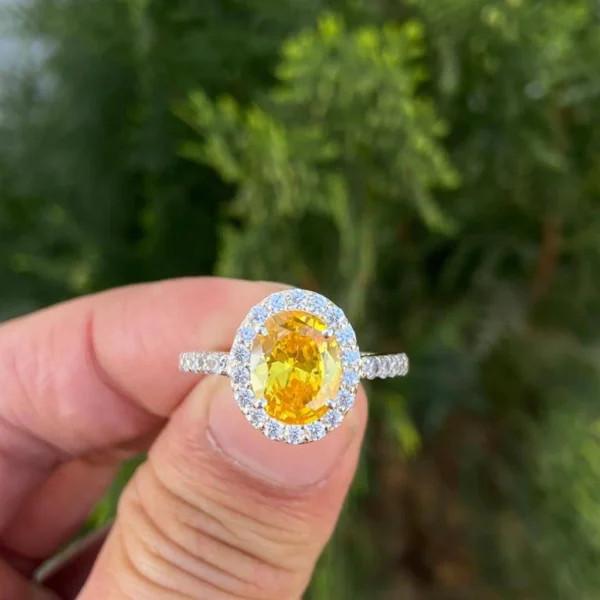925 Silver Yellow Sapphire Ring
