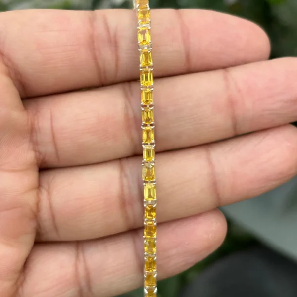 925 Silver Yellow Sapphire Tennis Bracelet